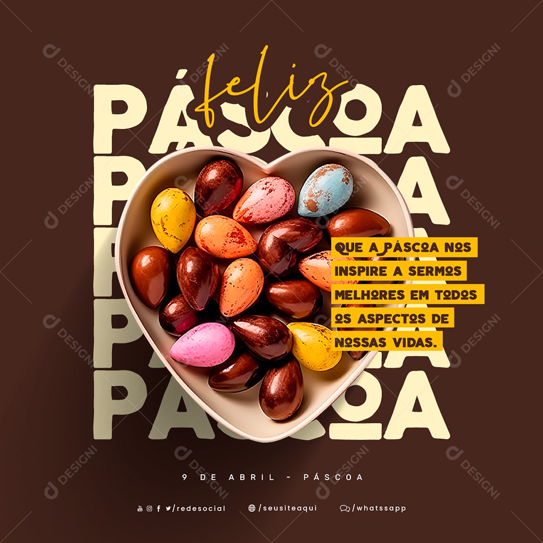 Social Media Feliz Páscoa 09 de Abril PSD Editável