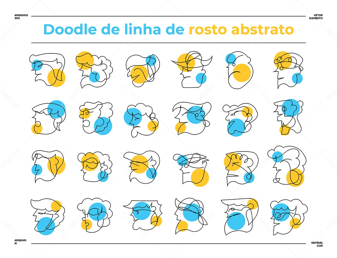 Ilustração Vetorial Linha De Rostos Abstratos EPS Editavel