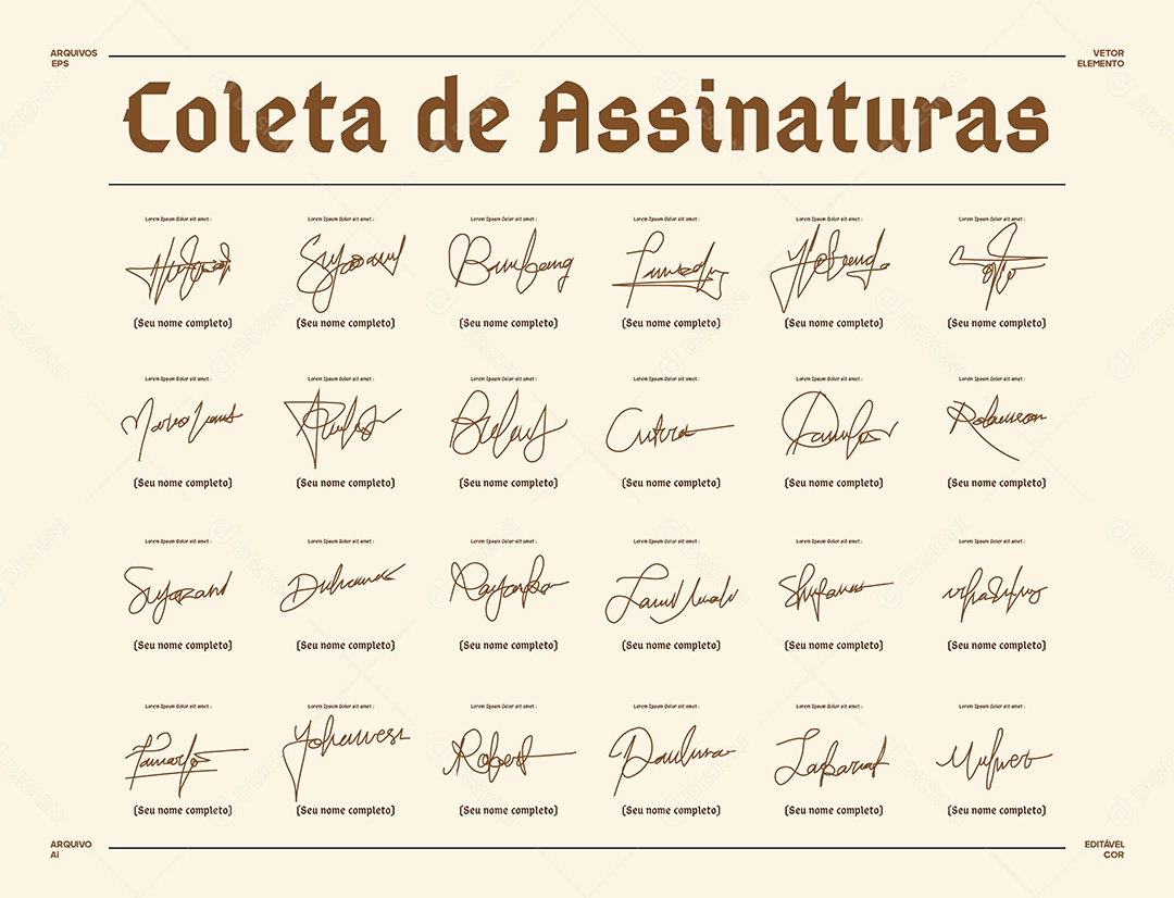 Folha De Coleta De Assinaturas EPS Editável