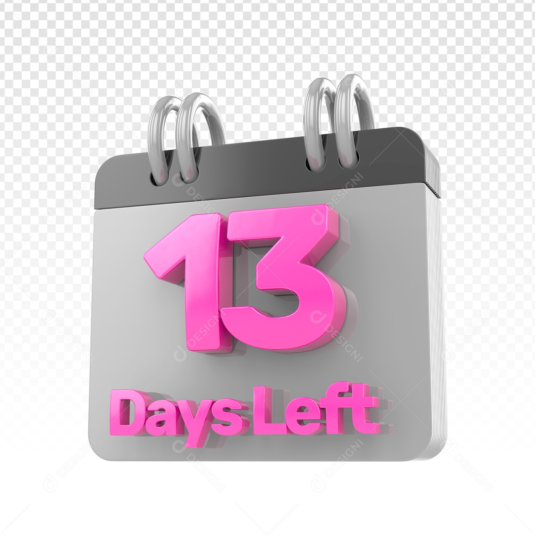 Elemento 3D Calendario 13 Dias Restantes Para Composição PSD
