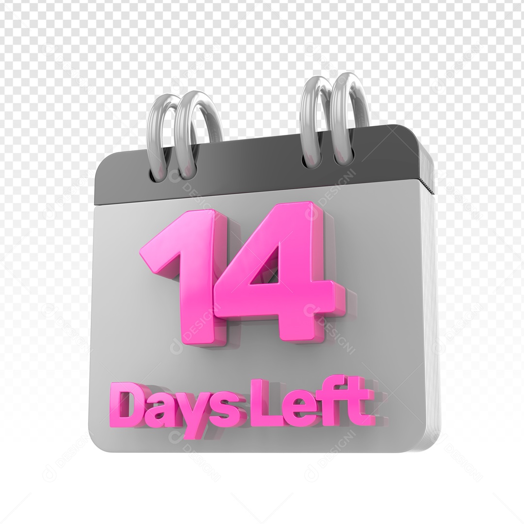 Elemento 3D Calendario 14 Dias Restantes Para Composição PSD