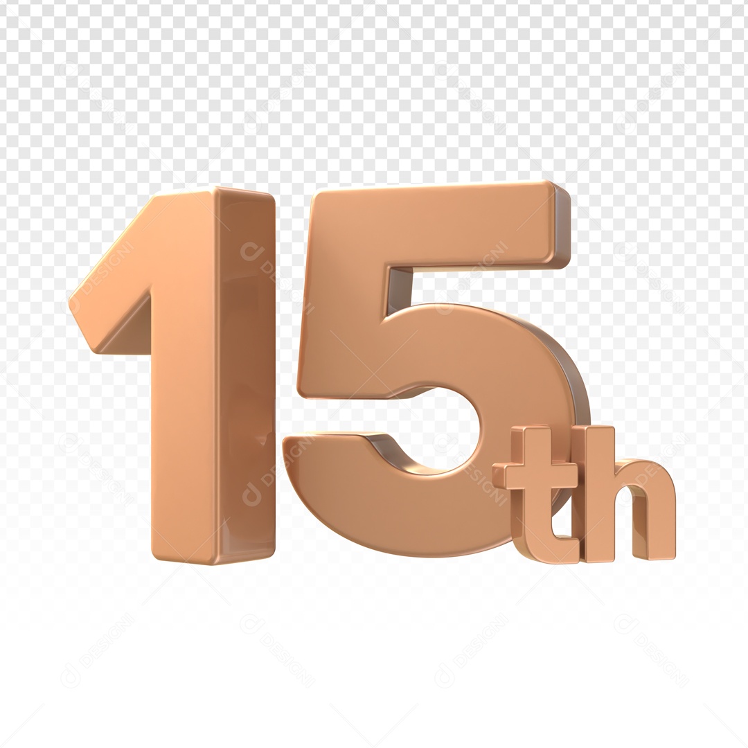 Número 15 Graus Marrom Elemento 3D PSD
