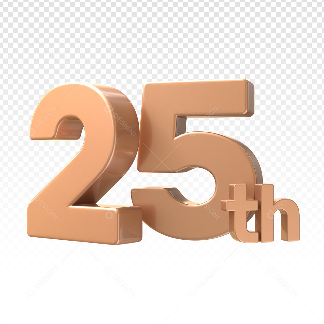Número 25 Graus Marrom Elemento 3D PSD