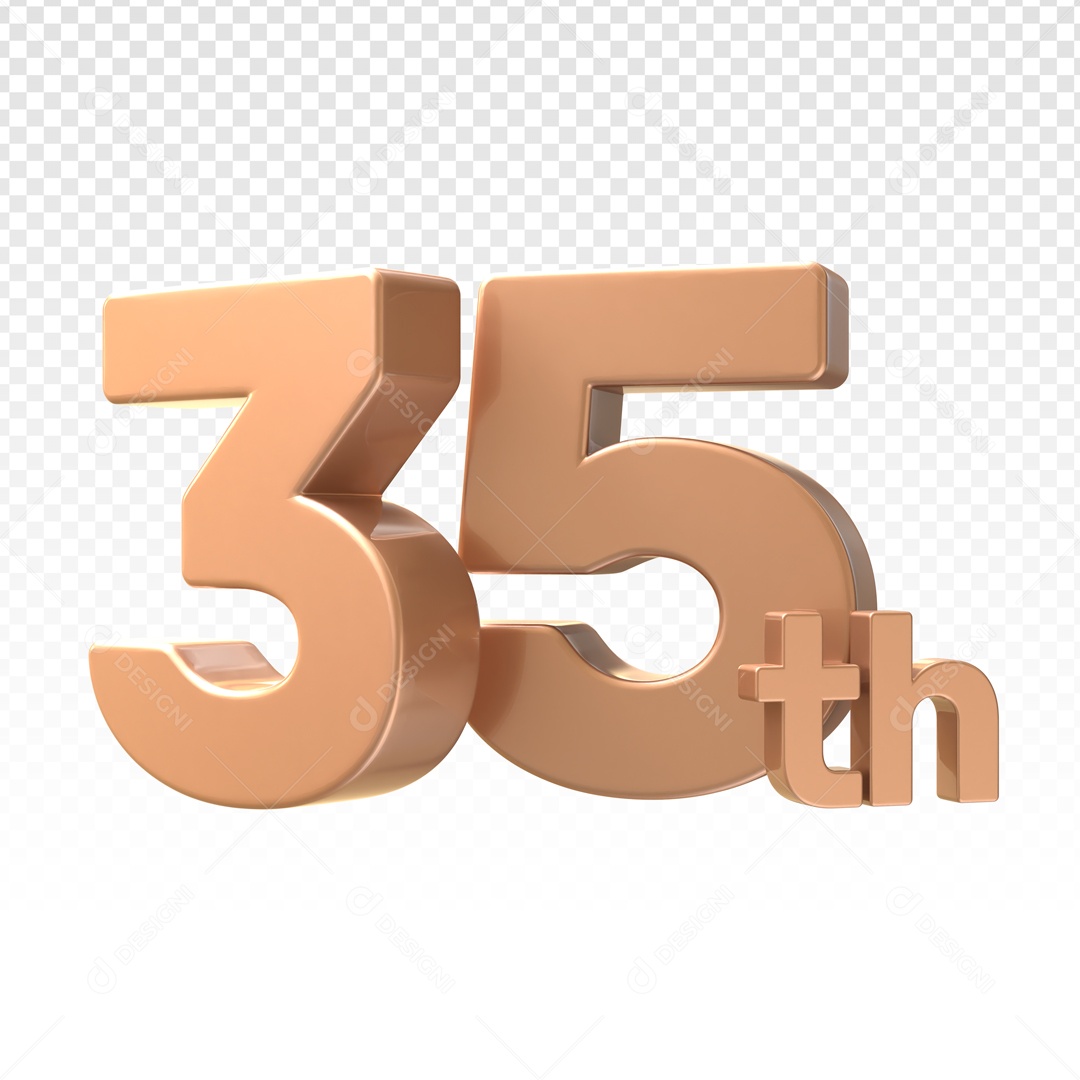 Número 35 Graus Marrom Elemento 3D PSD