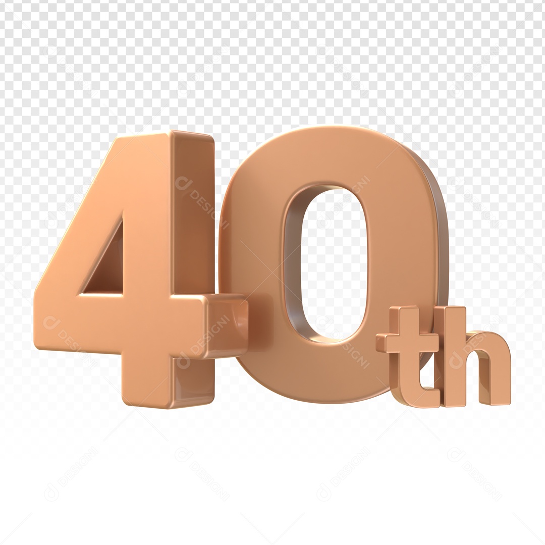 Número 40 Graus Marrom Elemento 3D PSD