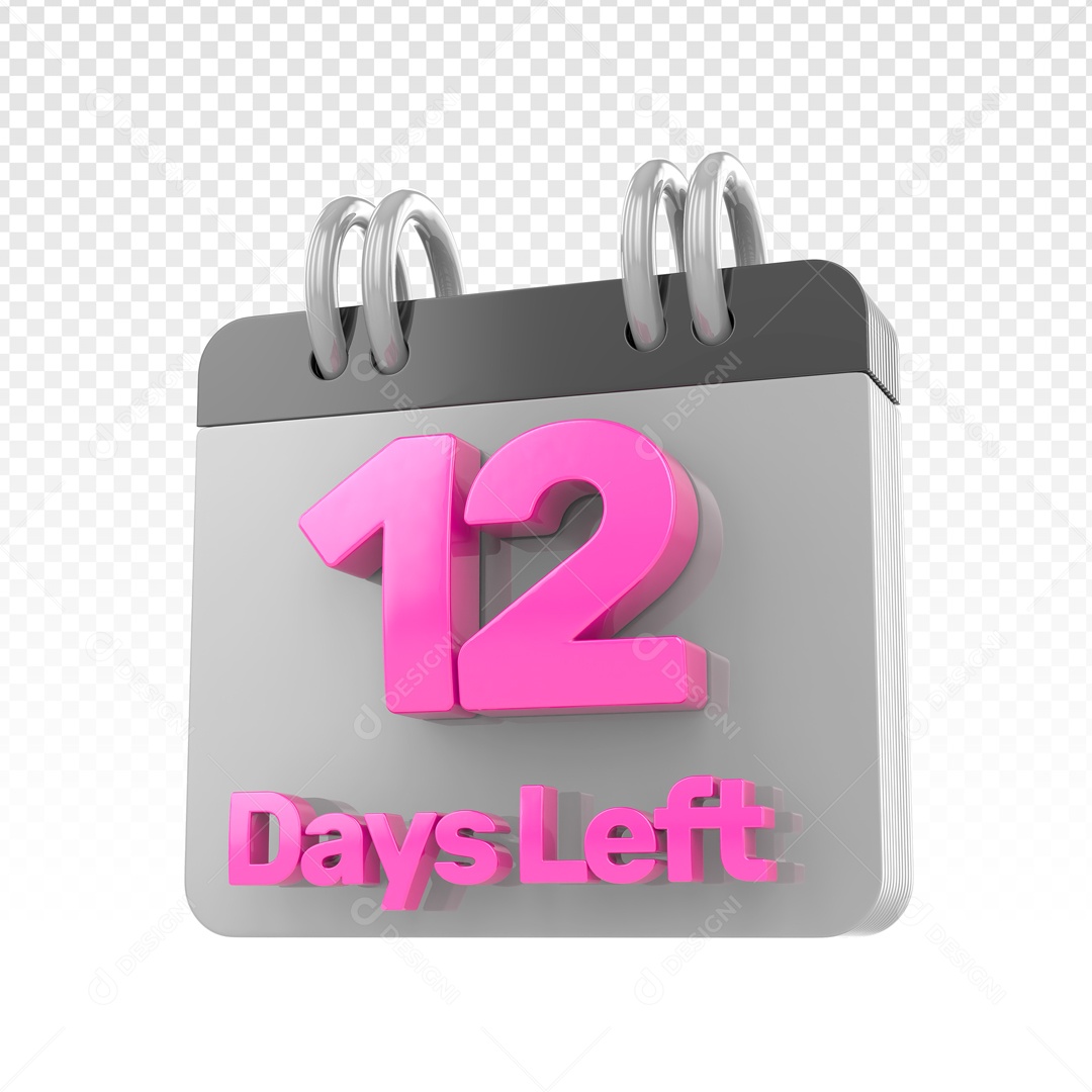 Elemento 3D Calendario 12 Dias Restantes Para Composição PSD