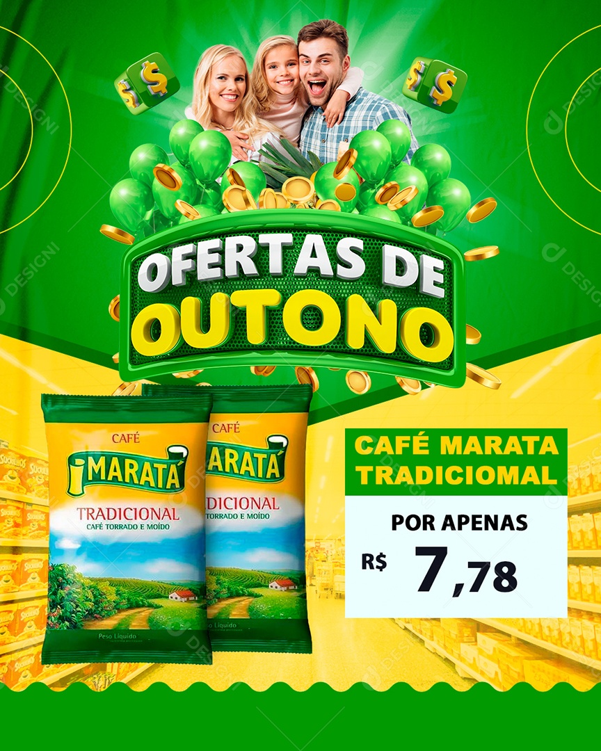 Ofertas de Outono Venha Conferir Social Media PSD Editável