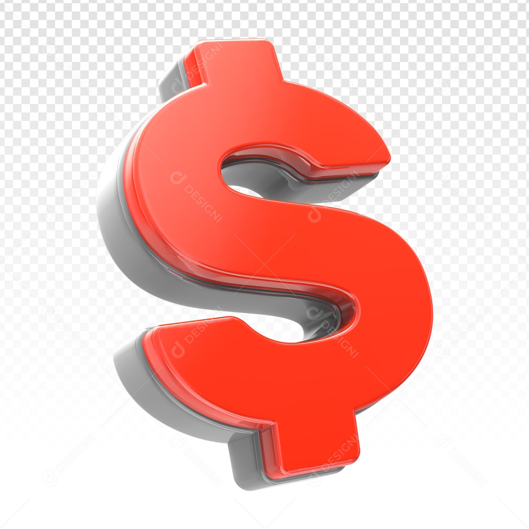 Símbolo De $ Dólar Vermelho Elemento 3D PSD