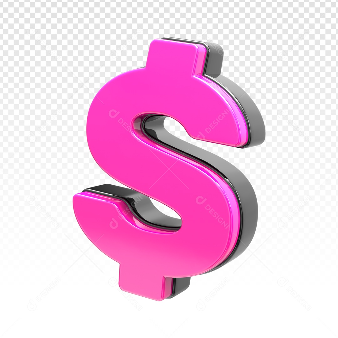 Símbolo De $ Dólar Rosa Elemento 3D PSD