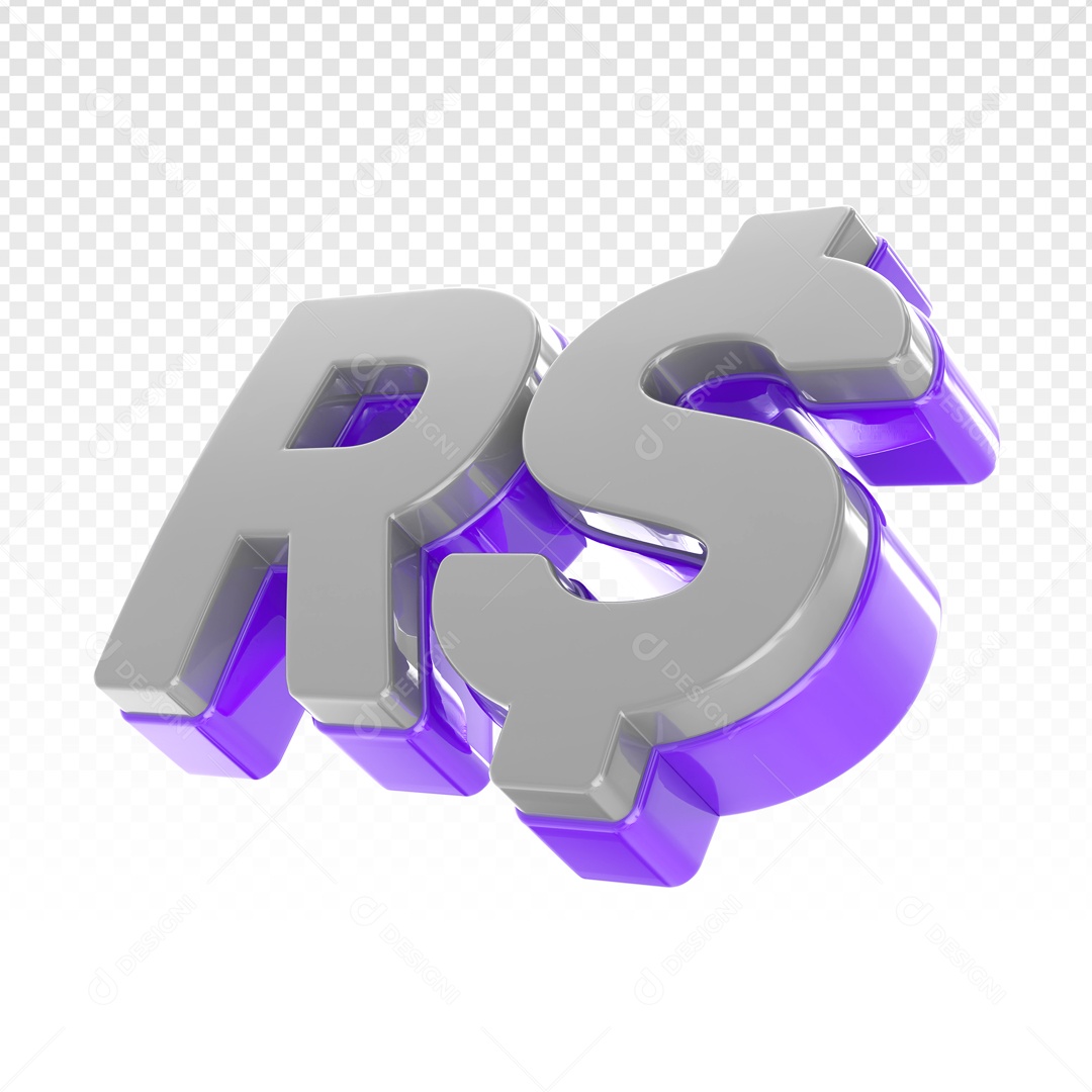 Símbolo De R$ Reais Azul E Prata Elemento 3D PSD