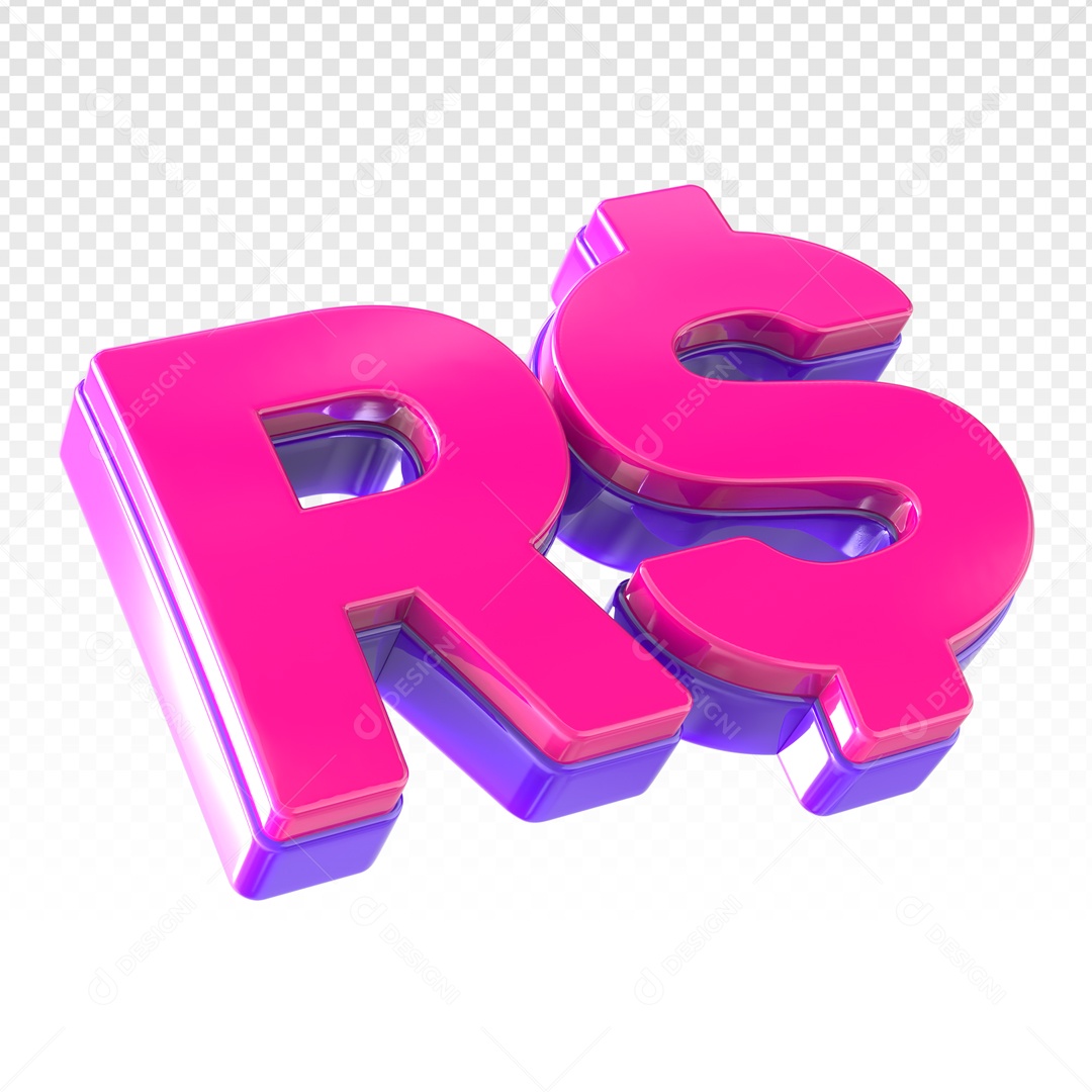 Símbolo De R$ Reais Rosa Elemento 3D PSD