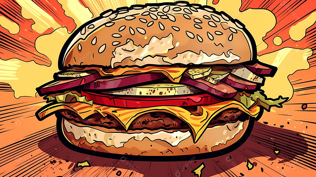 Estilo de quadrinhos de ilustração de hambúrguer