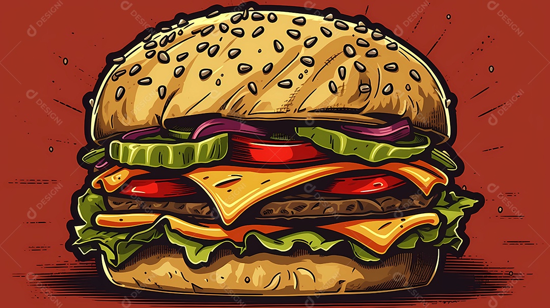 Estilo de quadrinhos de ilustração de hambúrguer
