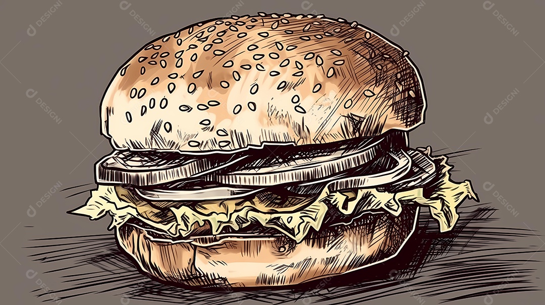 Ilustração de estilo de esboço desenhado de mão de hambúrguer