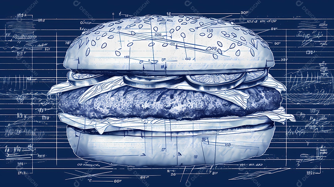 Desenho de planta de um hambúrguer ou hambúrguer.