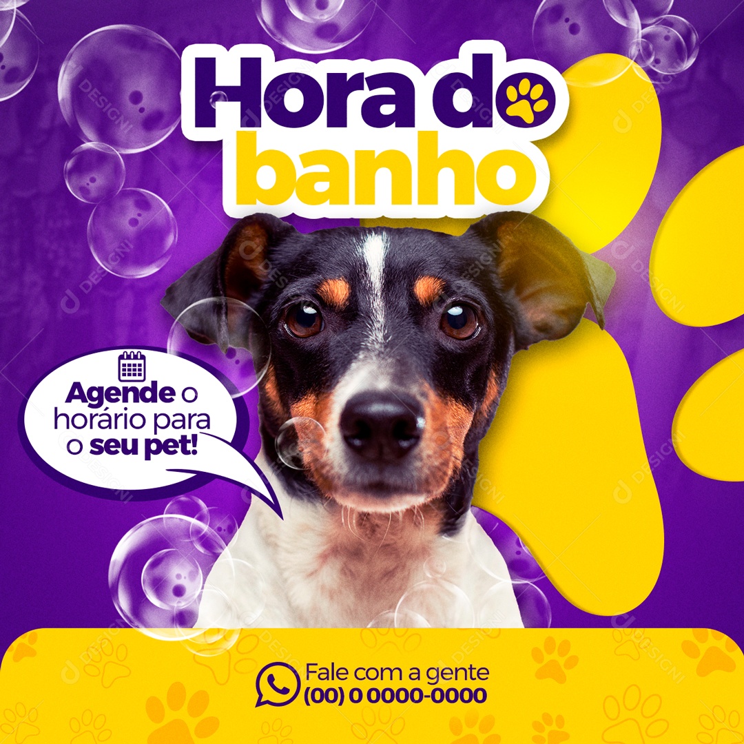 Hora do Banho Agende o Horário Para o Seu Pet Social Media PSD Editável
