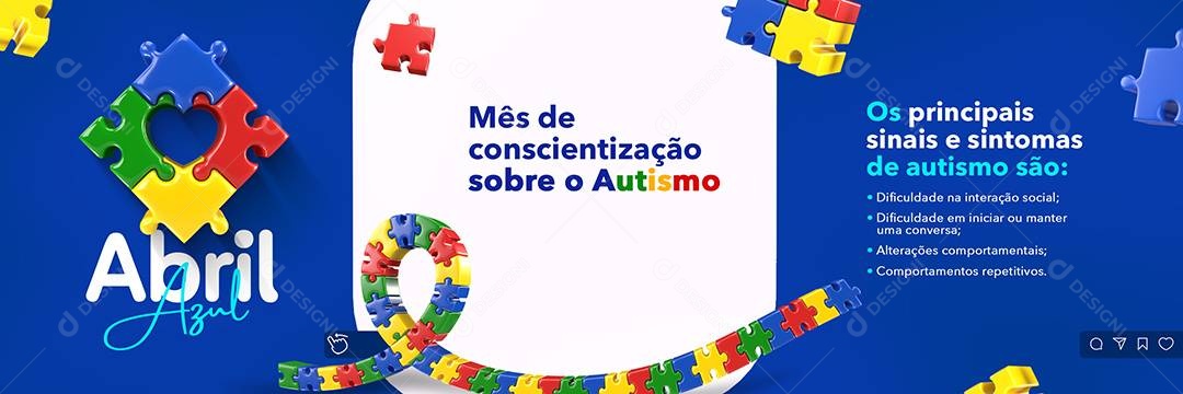 Social Media Carrossel Abril Azul Mês De Conscientização Sobre O Autismo PSD Editável