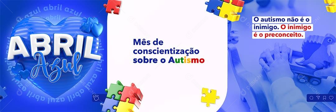 Social Media Carrossel Abril Azul Mês De Conscientização Sobre O Autismo PSD Editável