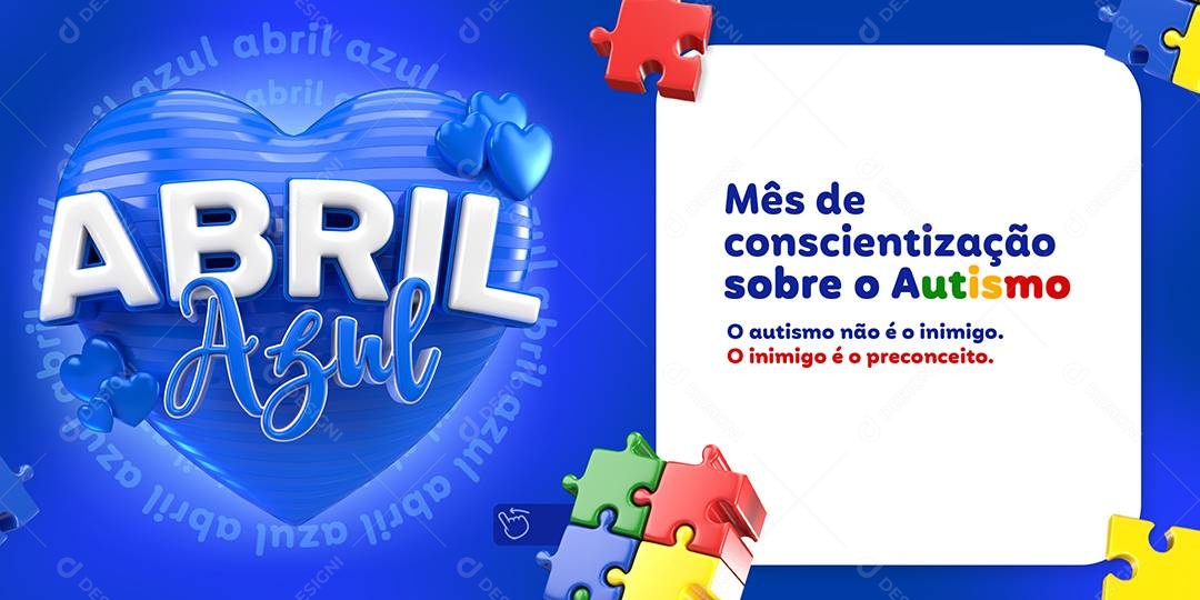 Social Media Carrossel Abril Azul Mês De Conscientização Sobre O Autismo PSD Editável
