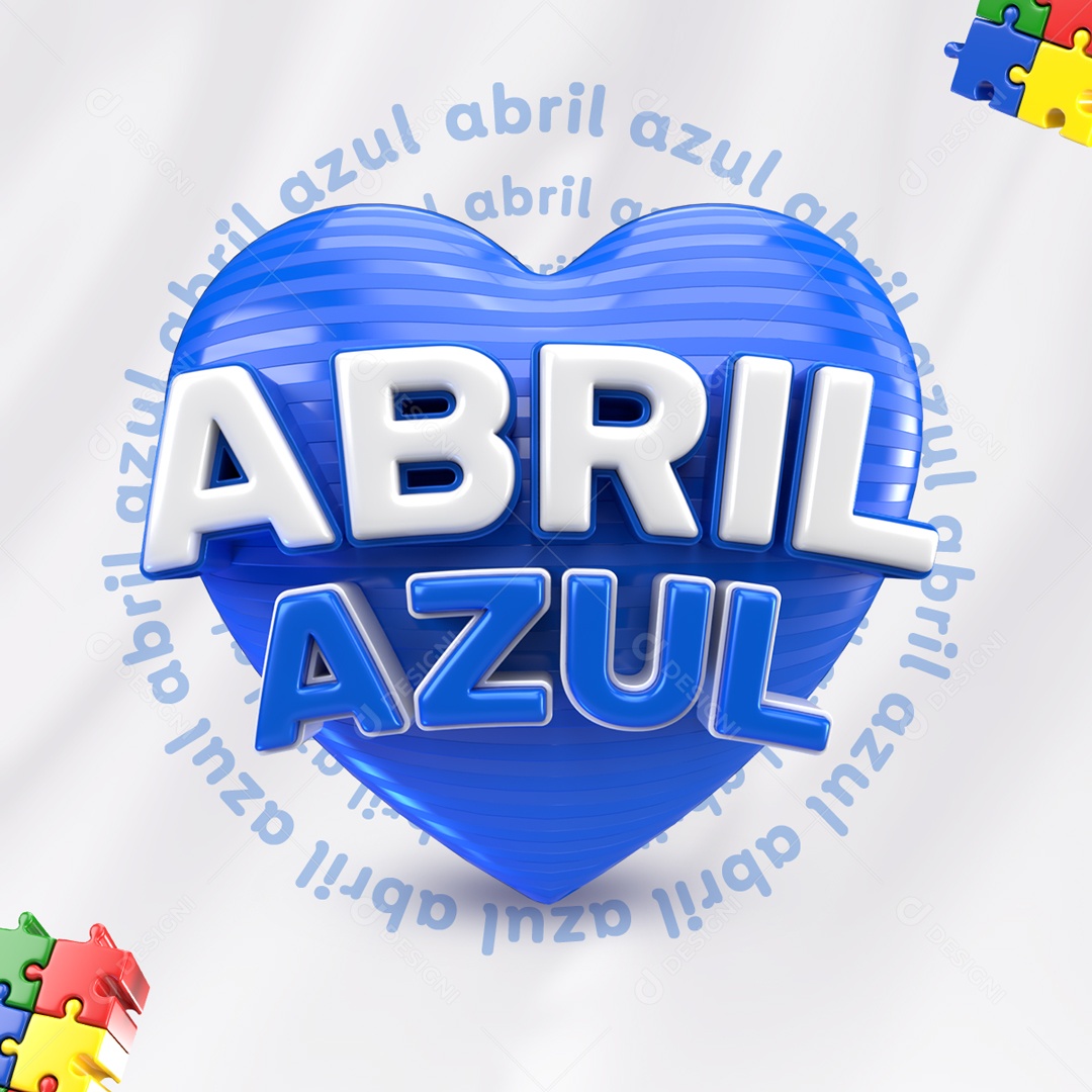Selo 3D Abril Azul Mês De Conscientização Autismo Para Composição PSD