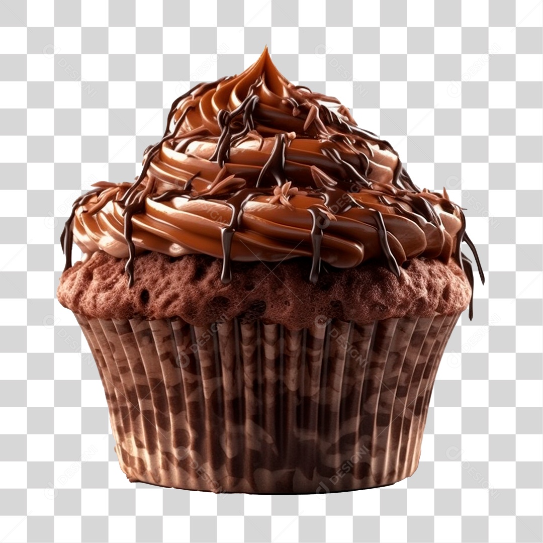 Cupcake de Chocolate PNG Transparente