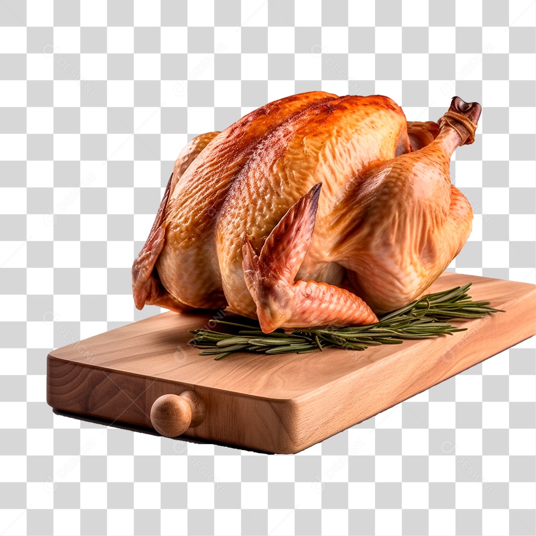 Frango em Tábua de Madeira PNG Transparente