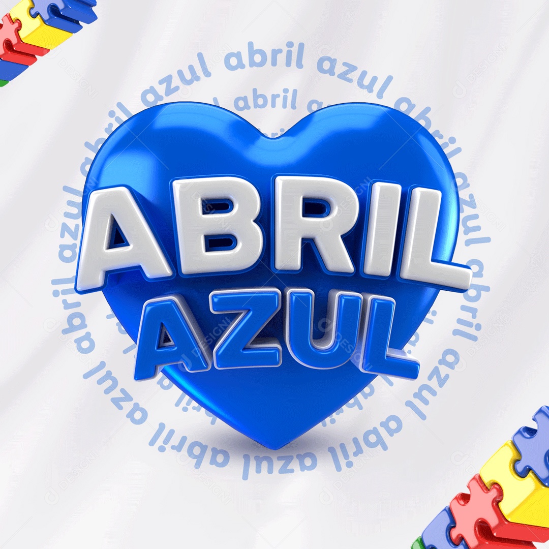 Selo 3D Abril Azul Mês De Conscientização Autismo Para Composição PSD