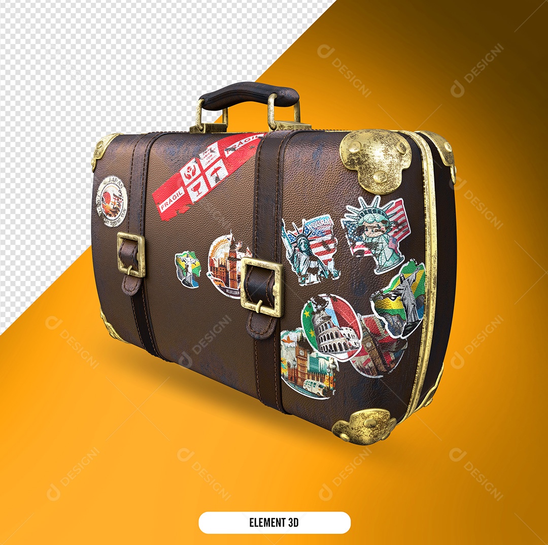 Elemento 3D Para Composição Mala de Viagem PSD