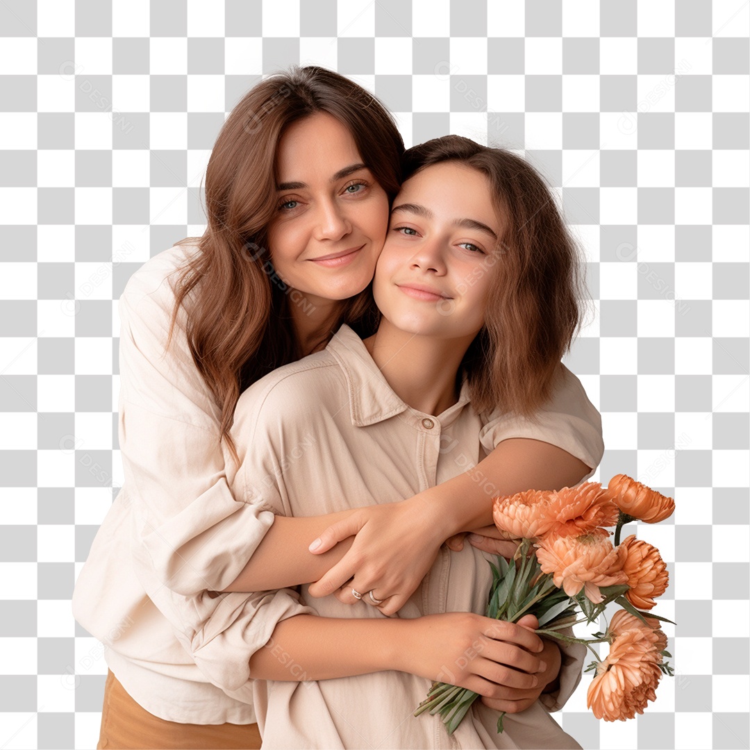 Mãe e Filha Se Abraçando PNG Transparente