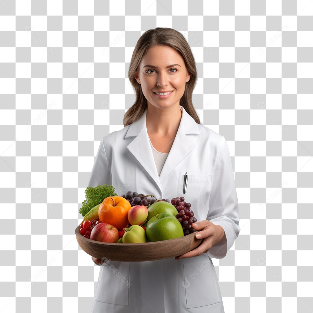 Mulher Com Cesta de Frutas Nas Mãos PNG Transparente