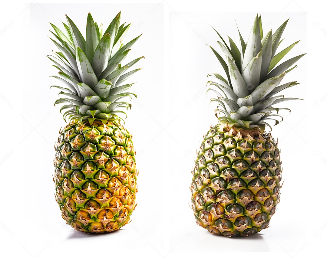 Abacaxis frescos sobre fundo isolado branco
