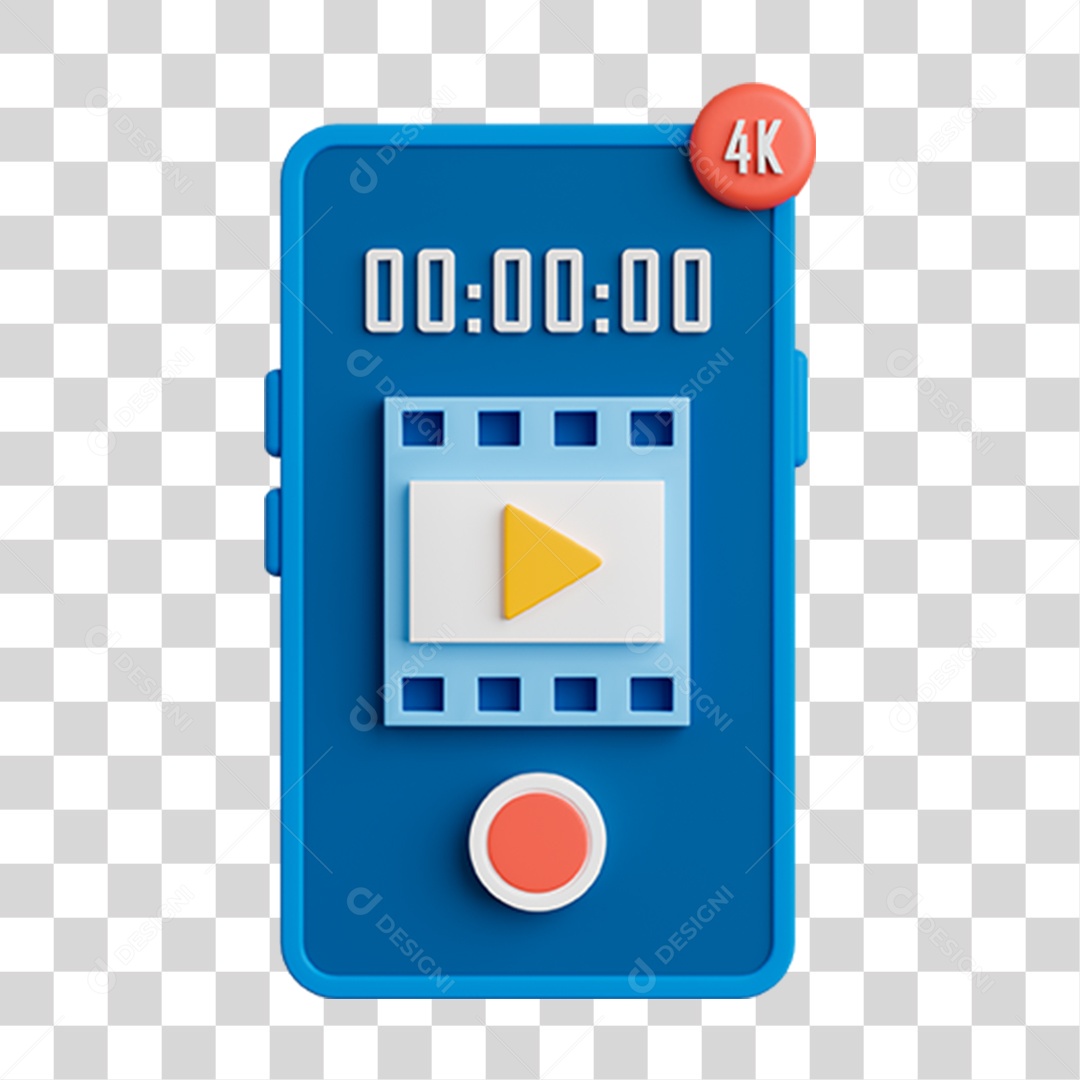 Elemento 3D Celular Mensagens Contatos Vídeos para Composição PNG Transparente