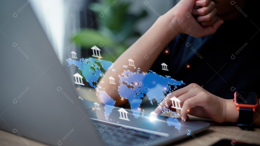 Conceito de pagamento interbancário bancário online.