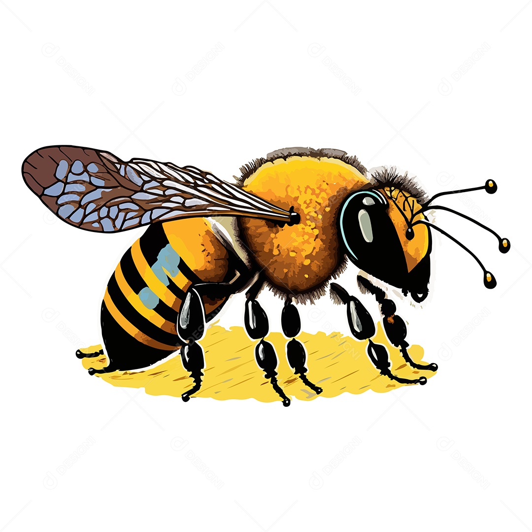 Desenho Vetorial De Ilustração De Abelha Desenhada Á Mão Vetor EPS