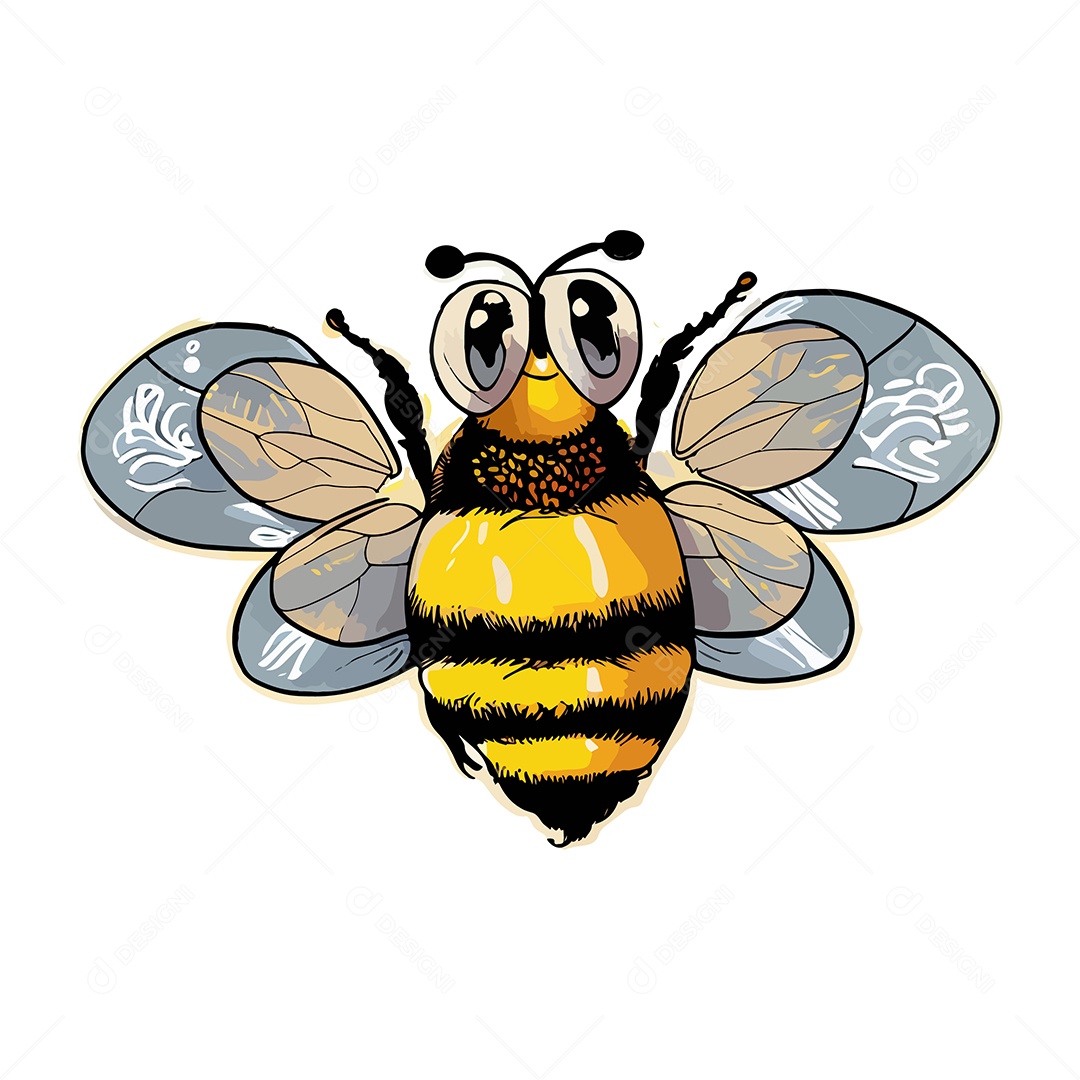 Desenho Vetorial De Ilustração De Abelha Vetor EPS