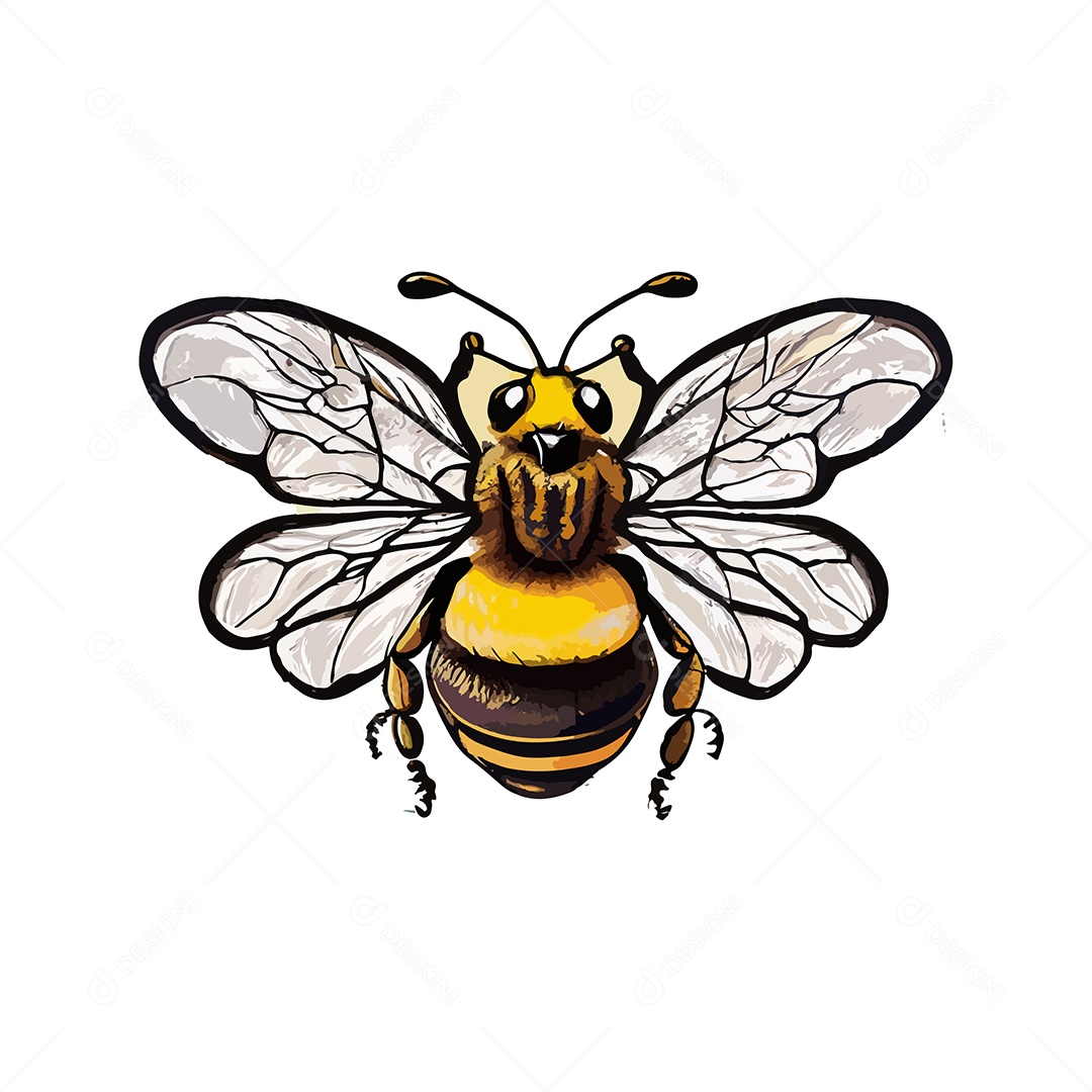 Desenho Vetorial Ilustração De Abelha Vetor EPS