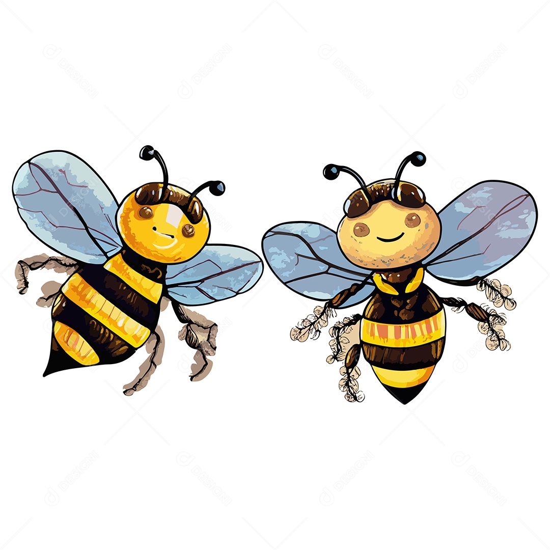 Desenho Vetorial Ilustração De Abelhas Vetor EPS