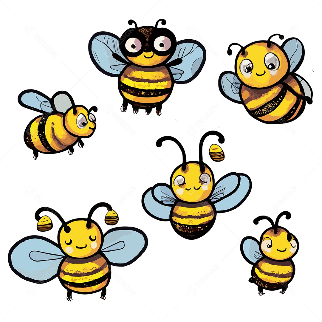 Desenho Vetorial Ilustração De Abelhas Vetor EPS