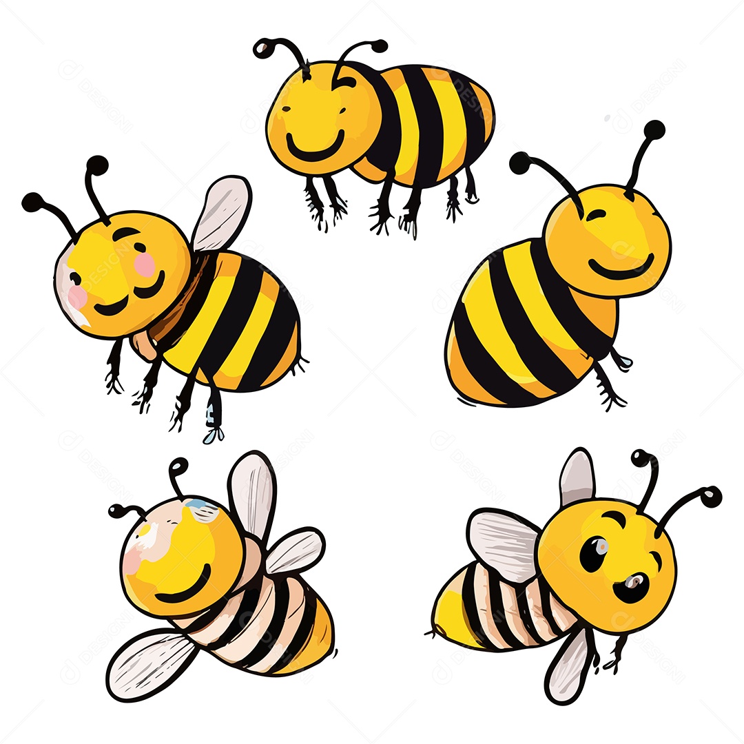 Desenho Vetorial Ilustração De Abelhas Vetor EPS