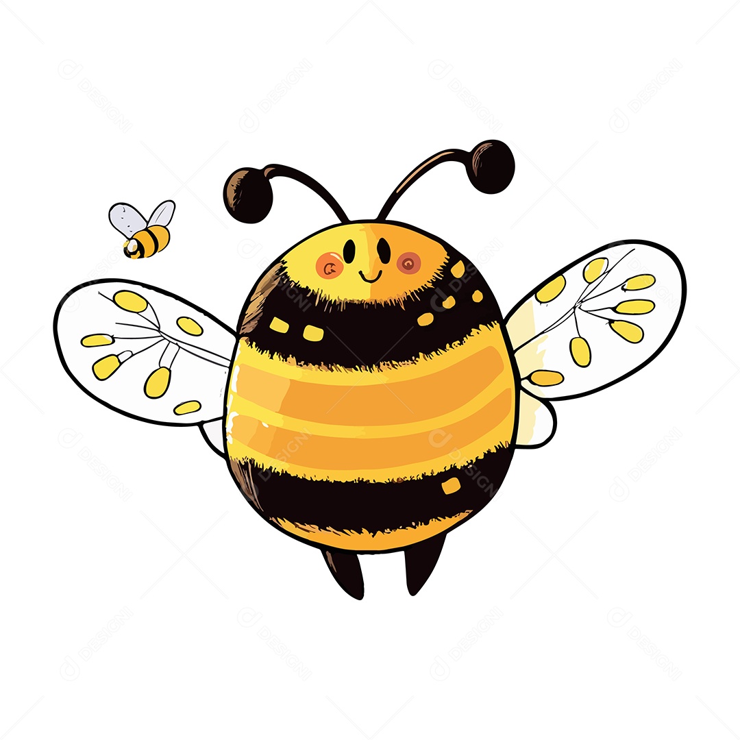 Desenho Vetorial Ilustração De Abelha Vetor EPS