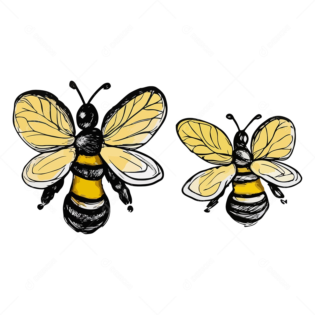 Desenho Vetorial Ilustração De Abelhas Vetor EPS