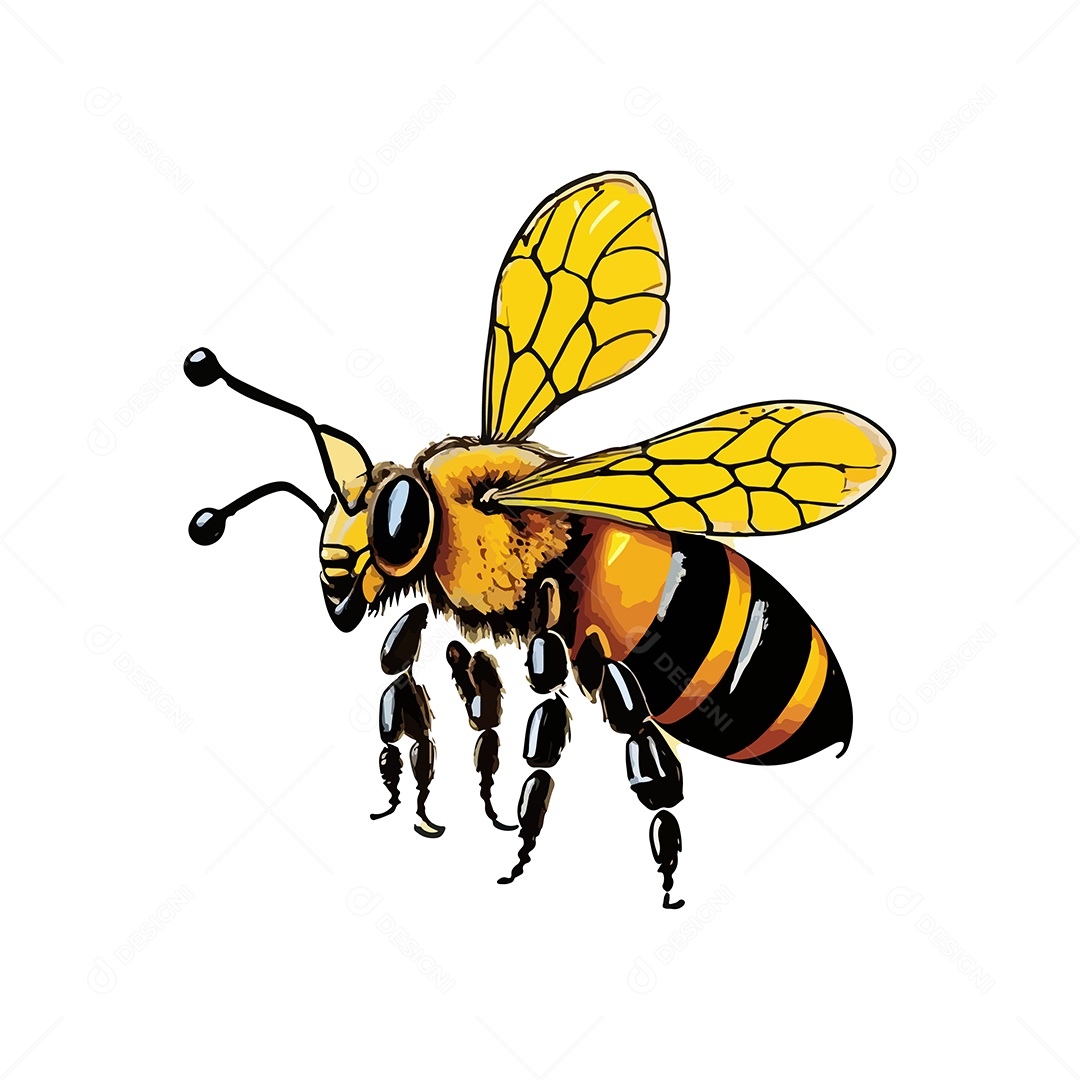 Desenho Vetorial Ilustração De Abelha Vetor EPS