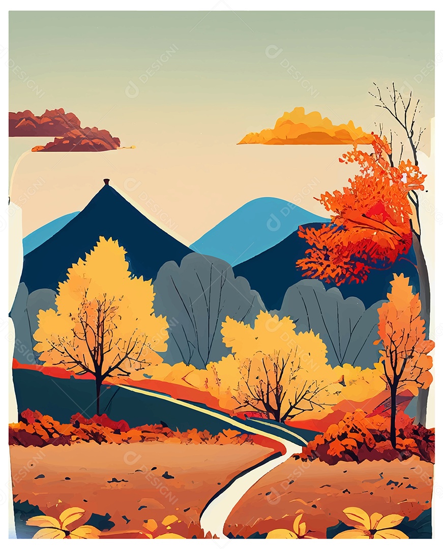 Desenho De Ilustração De Outono Vetor EPS