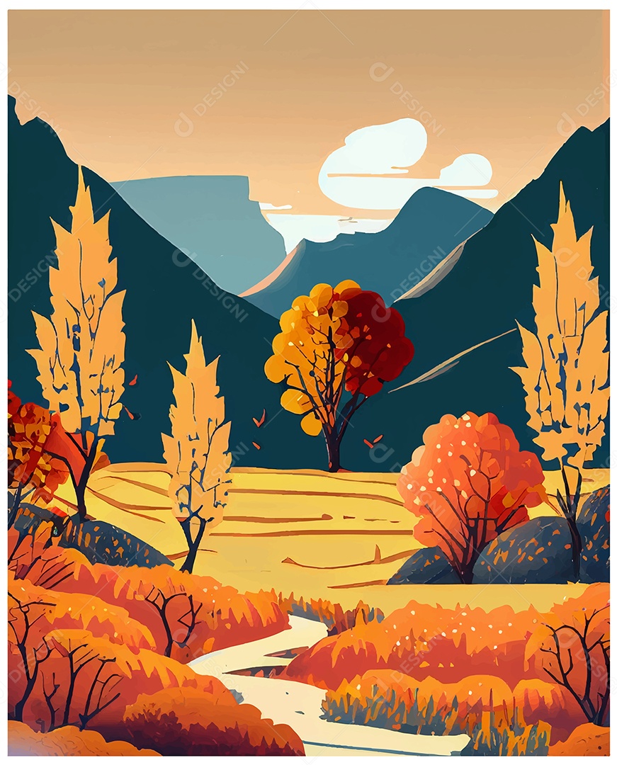 Desenho De Ilustração De Outono Vetor EPS