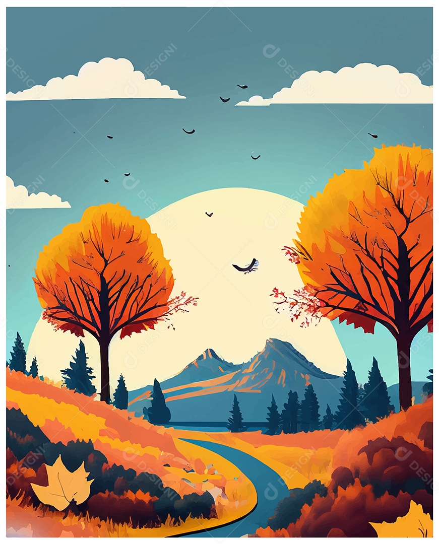 Desenho De Ilustração De Outono Vetor EPS