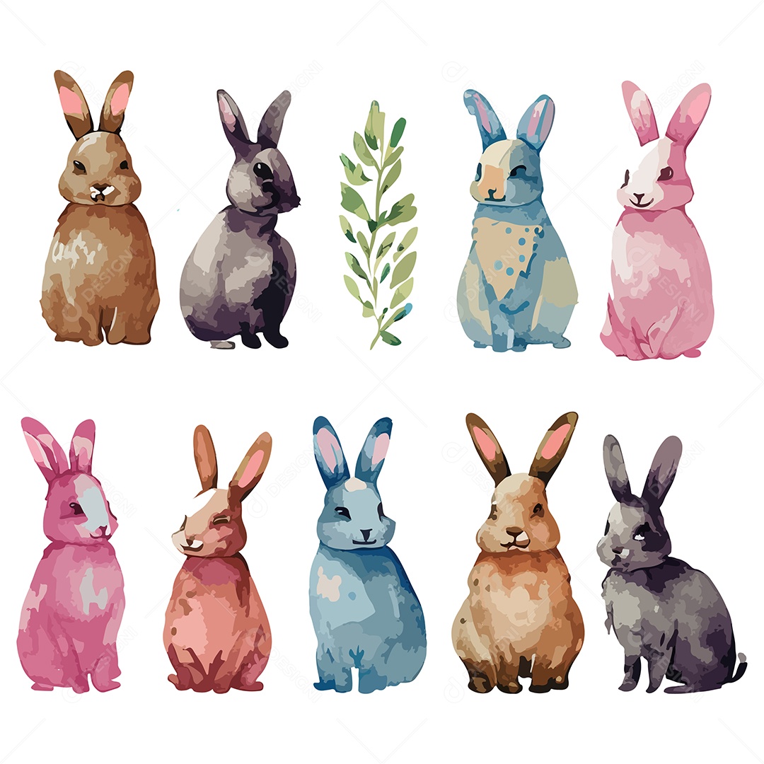 Desenho De Ilustração De Coelhos Vetor EPS