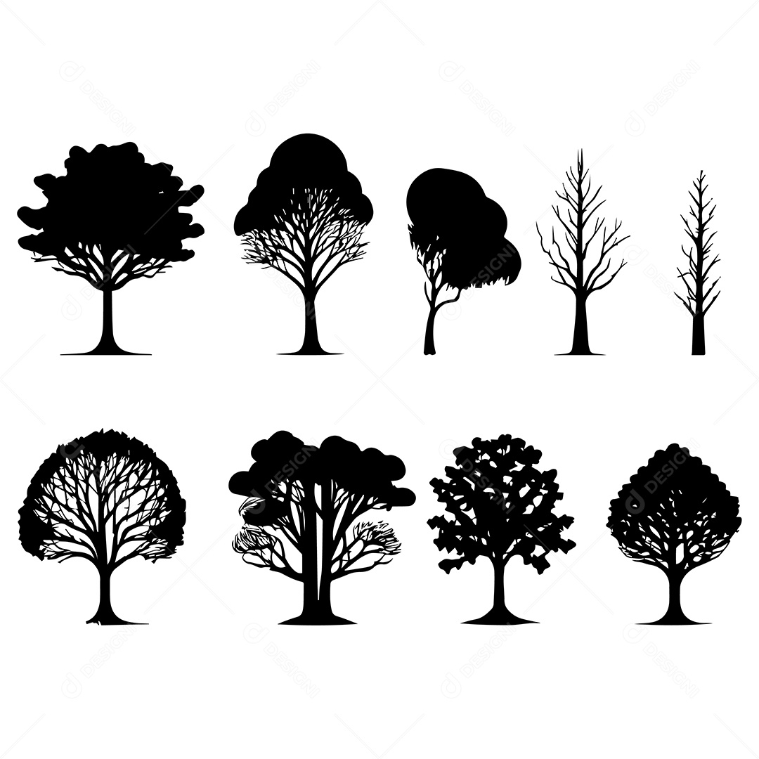 Desenho De Árvores Vetor EPS