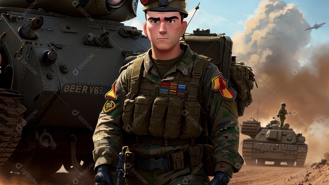 Imagem realista de guerra civil.