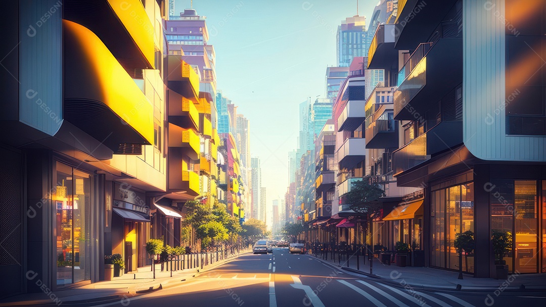 Imagem realista de uma cidade.