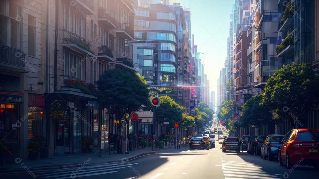 Imagem realista de uma cidade.